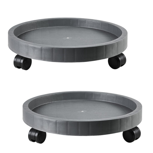 2 Pack of 12.6 Inch Planter Caddies Rolling Saucer Caddy with Wheels, Heavy Duty Wheeled Stand for Potted Plant, Round Coaster Roller Base Tray with Casters, Flower Pot Dolly Holder for Indoor Outdoor
