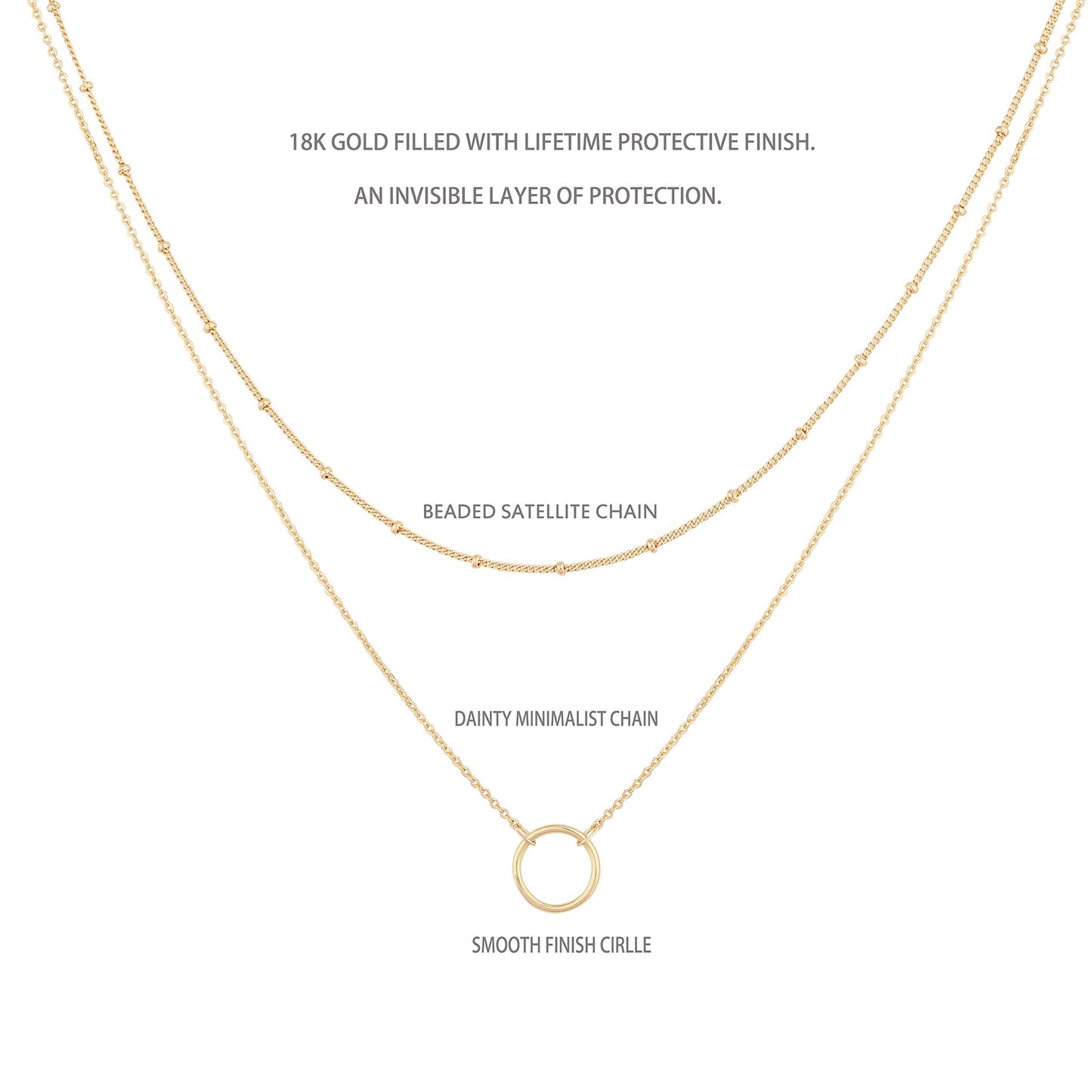MEVECCO Gold Layered Choker Necklace for Women,18K Gold Plated Cute Dainty Karma Round Circle Disc Charm Small Beaded Satellite Chain Minimalist Choker Necklace