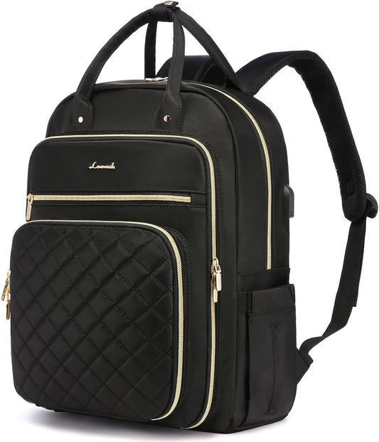 Backpack Backpacks 15.6" LOVEVOOK Laptop for Women, Water Resistant Travel Work Black Purse Business Teacher Nurse