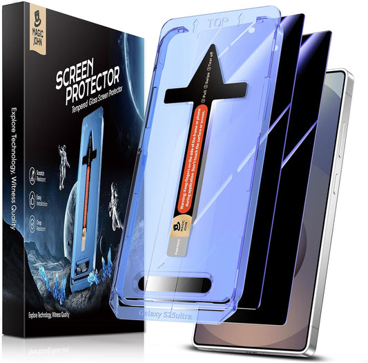 2 Pack S25 MAGIC JOHN for Samsung Galaxy Ultra Privacy Tempered Glass Screen Protector, Bubble Free, Easy Installation