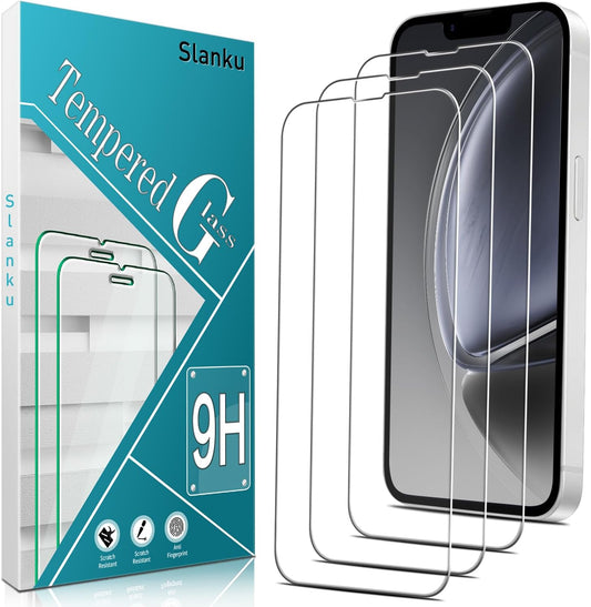 [3 Pack 17e/16e Slanku Screen Protector for iPhone Tempered Glass, NO Bubbles, Anti Scratch, Case Friendly, Easy