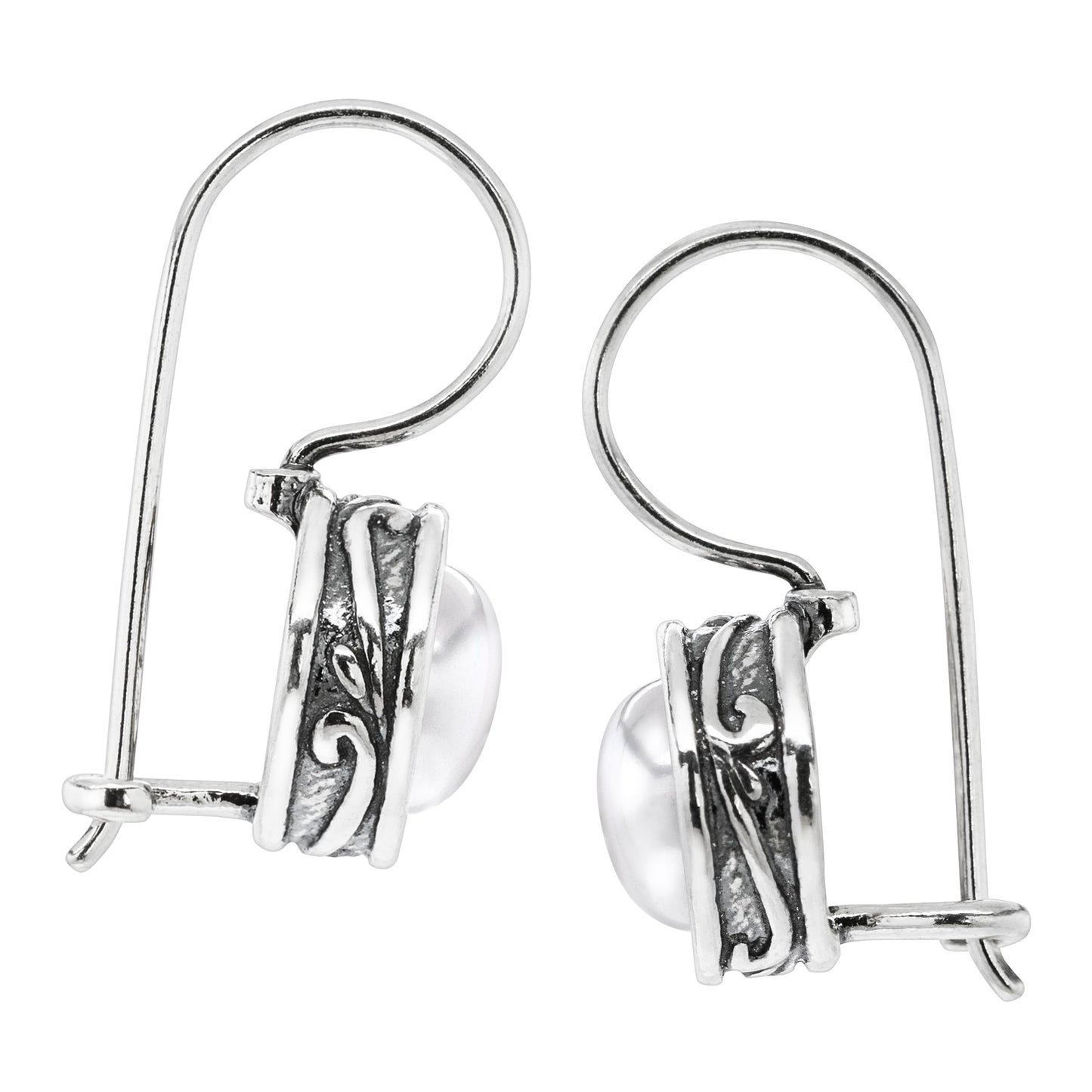 Silpada Freshwater Pearl Drop Earrings for Women, .925 Sterling Silver Dangle Earrings, 8mm