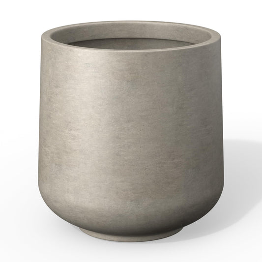 Kante 13" Tall Round Concrete Planter, Medium Plant Pot with Drainage Hole & Rubber Plug – Lightweight Cement Container for Indoor Outdoor, Home Patio Garden Corner,Buff Concrete