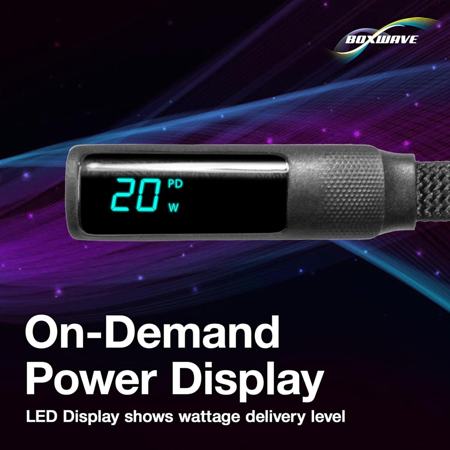 BoxWave TIMMKOO Q5 MP3 (4ft) (100W), Cable Compatible with Player with Bluetooth and WiFi - PowerDisplay PD Right Angle