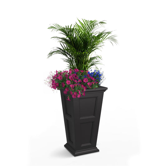 Mayne Fairfield 28-Inch Tall Planter – Self-Watering, Weather-Resistant Planter for Flowers – Durable Outdoor Design for Patio, Porch, or Entryway