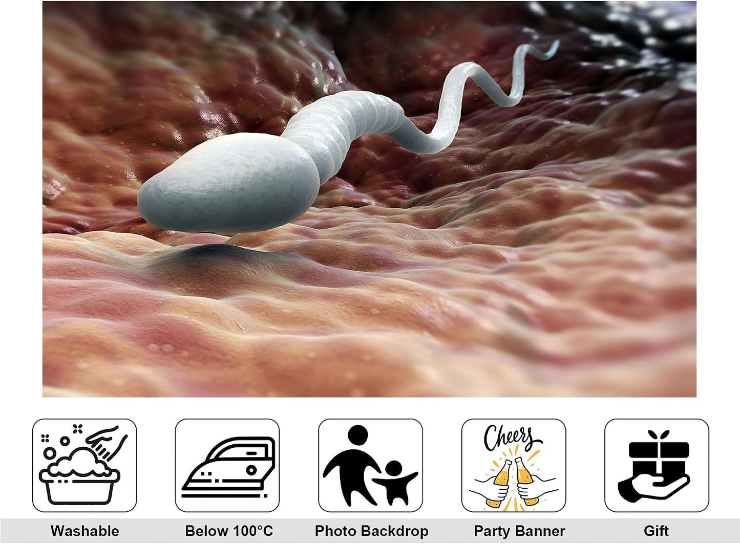 KeyWork 8x5ft Sperm Cell Backdrop Microscopic Reproductive Tissue View Photography Background for Medical Conference