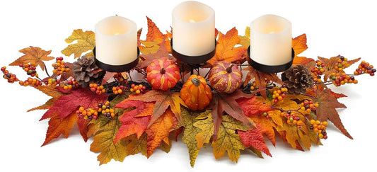 Regine Switzerland Thanksgiving Centerpiece - Artificial Gourd & Pumpkin Decor with Pine Cones & Maple Leaves | Perfect for Dining Table & Fireplace Mantel