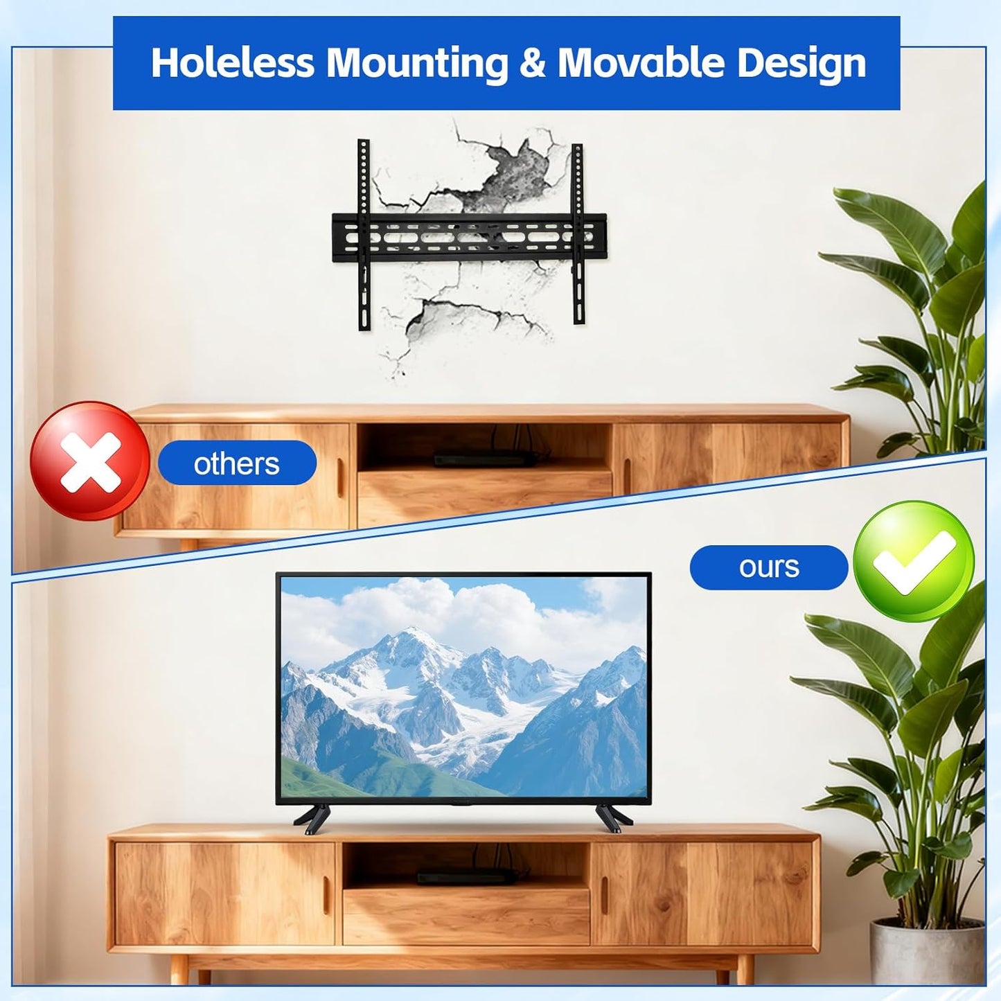 UKCOCO 32-55 Inch Universal TV Mount Stand, Stable Tabletop Bracket for Flat Screens, Replacement Pedestal Base Legs