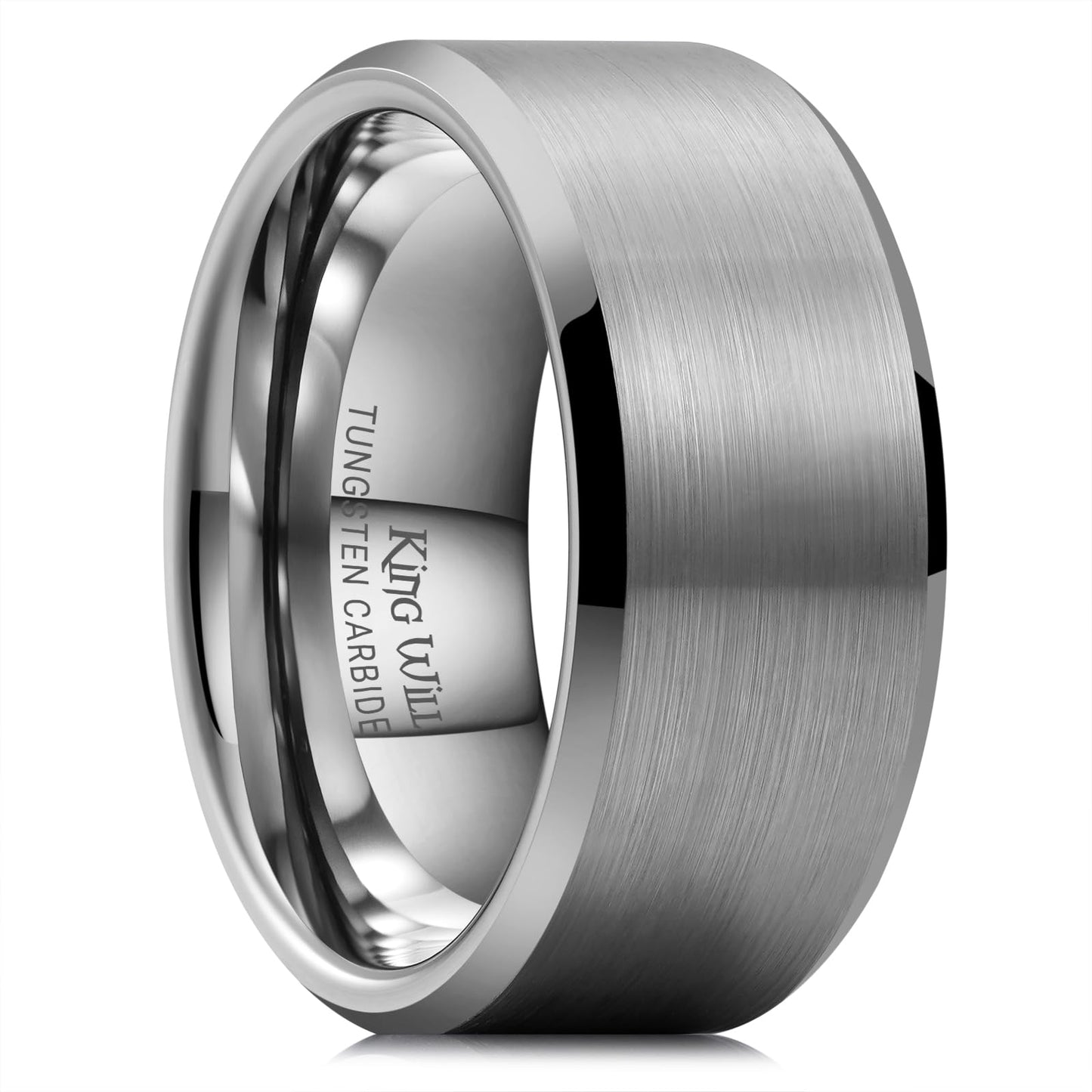 King Will 10mm Tungsten Wedding Band for Men - Gunmetal, Comfort Fit, Size 10