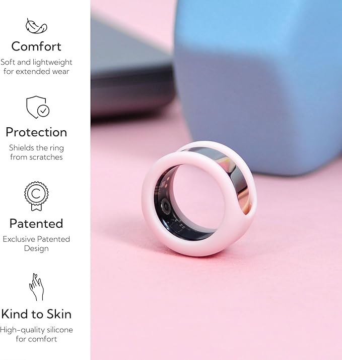 Rinfit Smart Ring Protector - Silicone Ring Enhancer for Active Lifestyle and Gym - StyleFit U.S. Design Patent - Pink, Size 7