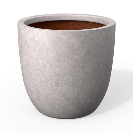 Kante 14 Inch Round Concrete Planter, Large Outdoor Indoor Plant Pot with Drainage, Light Gray Finish with Painted Interior, for Flowers, Trees, Shrubs