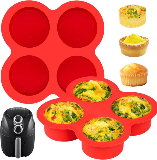 Puyeipt 2 Pack Air Fryer Egg Bite Molds - 4-Cup Silicone Baking Pans for Oven & Air Fryer