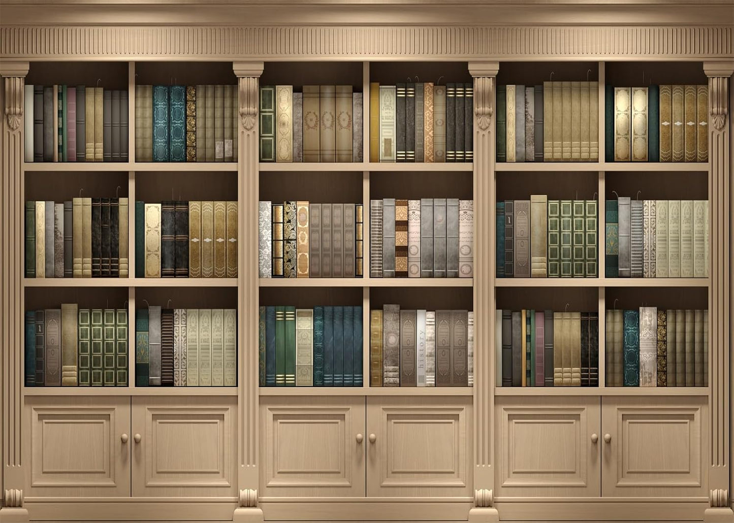 BELECO 9x6ft Fabric Vintage Wooden Bookshelf Backdrop Library Study Living Room Bookcase Books Background for Video