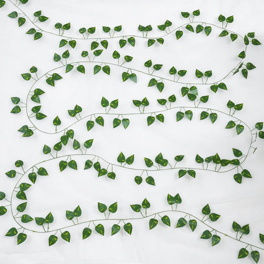 Suddus Artificial Pothos Leaves | 33 Feet Faux Greenery Hanging Garland for Home & Garden Decor