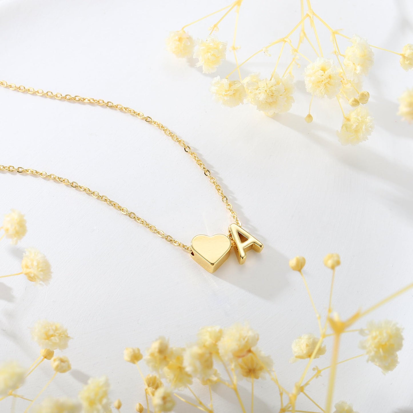Turandoss Heart Initial Necklaces for Women Trendy, 18K-Gold-Plated Dainty T Heart Tiny Initial Necklaces Letter Jewelry for Women