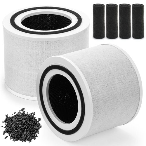 Core 300 Replacement Filter for LEVOIT Core 300, Core 300S, Core 300S-P, Core 300P, Core 350-P Air Purifier, 2 Pack 3-in-1 H13 Air Purifier Filter with 4 Pack Replaceable Activated Carbon, White