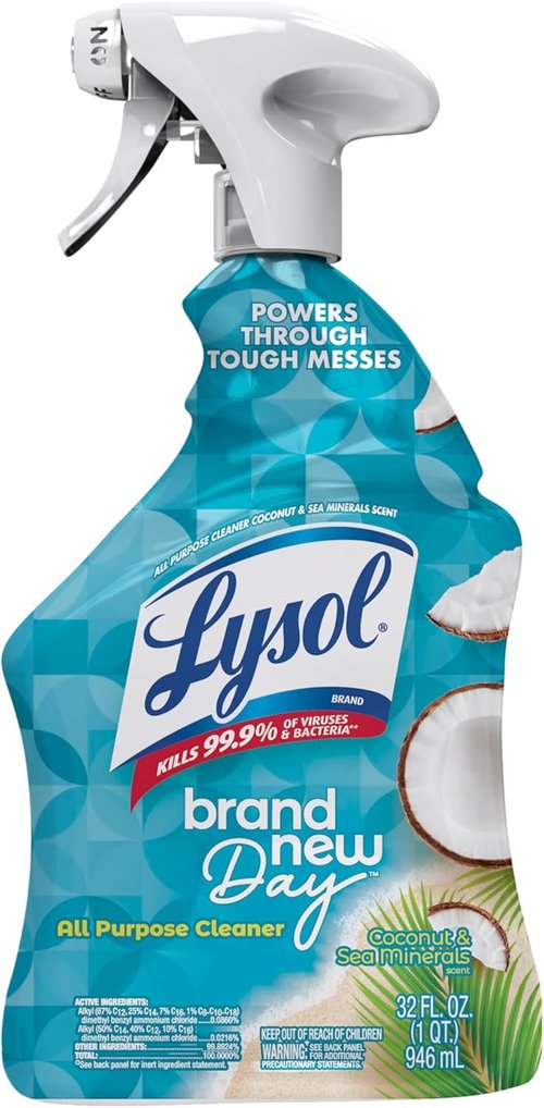 Lysol All-Purpose Cleaner Spray - Multi-Purpose Disinfectant for Kitchen & Bathroom | Coconut & Sea Minerals, 32 Fl Oz