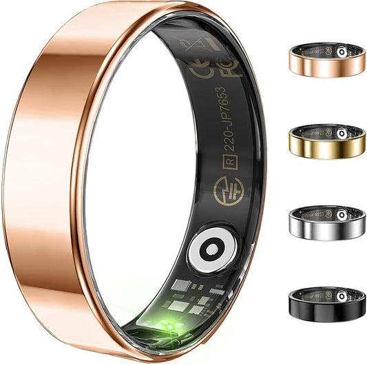 Ultra-thin Smart Ring for Women Men, Activity Fitness Tracker, Waterproof Fitness Ring with Sleep Tracker, 24/7 Heart Rate Monitor,Step Counter,Calorie Pedometer,No APP Fee,for iOS Android(RoseGold#9)