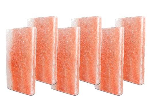 Himalayan Secrets® Salt Tiles | 8"x4"x0.75" | 6-Pack of 3/4 Inch Thick Salt Plates | Use for Grilling, Serving or Decor