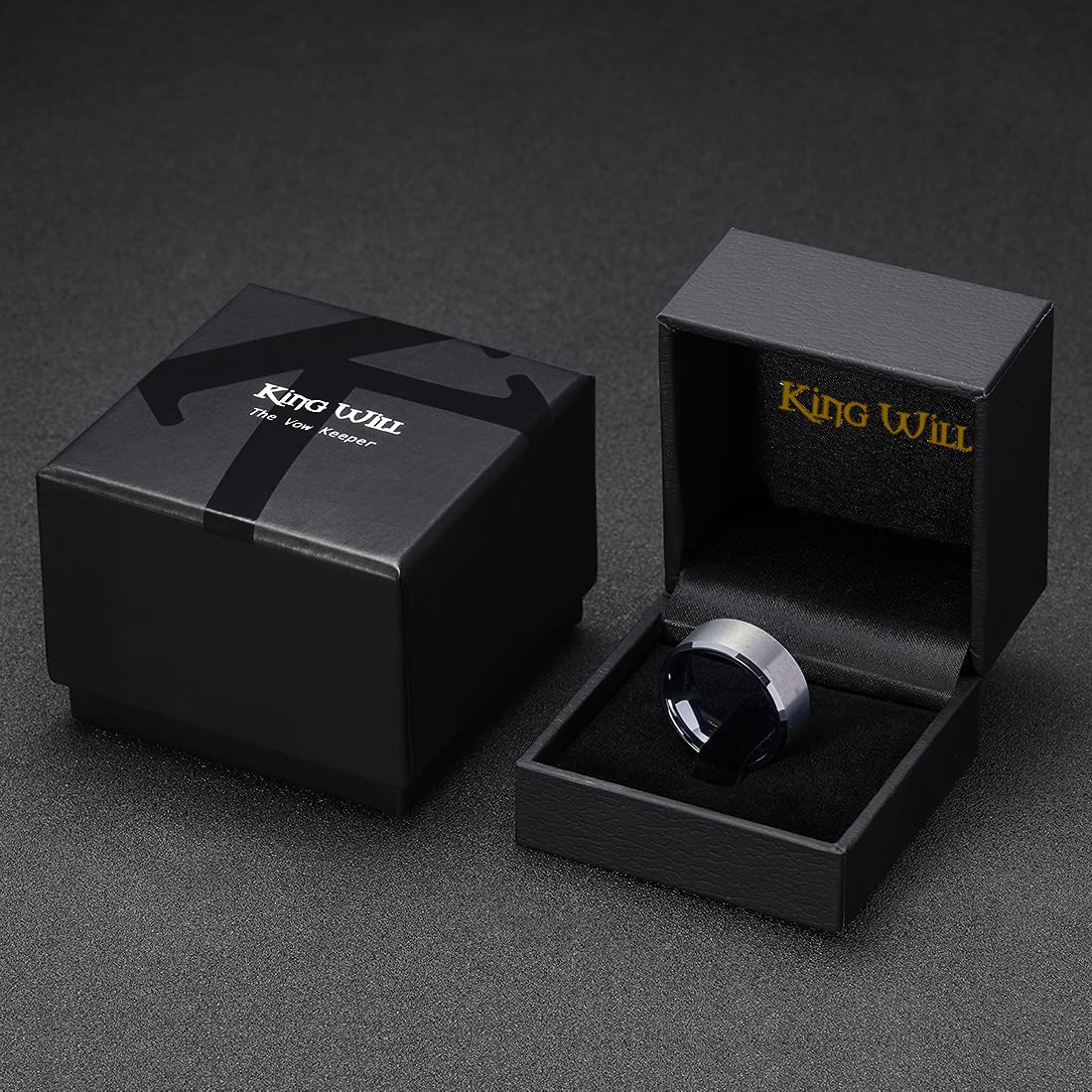 King Will Silver 9mm Men's Wedding Ring - Brushed Matte Finish, Beveled Polished Edge, Comfort Fit Size 9.5