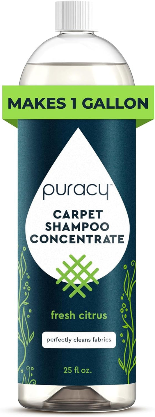 Puracy Carpet Shampoo - Pet Stain & Odor Remover | Concentrated Rug & Upholstery Cleaner (Fresh Citrus, 25oz)