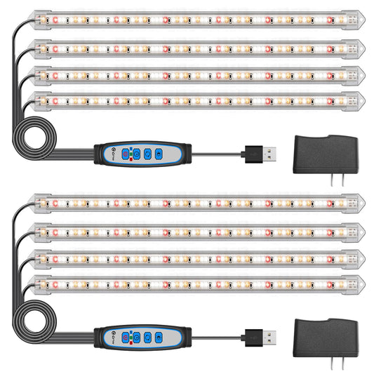 Kullsinss Plant Grow Light Strips, 240 LEDs Grow Lights for Indoor Plants Full Spectrum with Upgrade Timer 6/12/16 Hrs, 3 Spectrum Modes, Sunlike Grow Lamp for Seedlings Hydroponics Succulent, 2 Pack