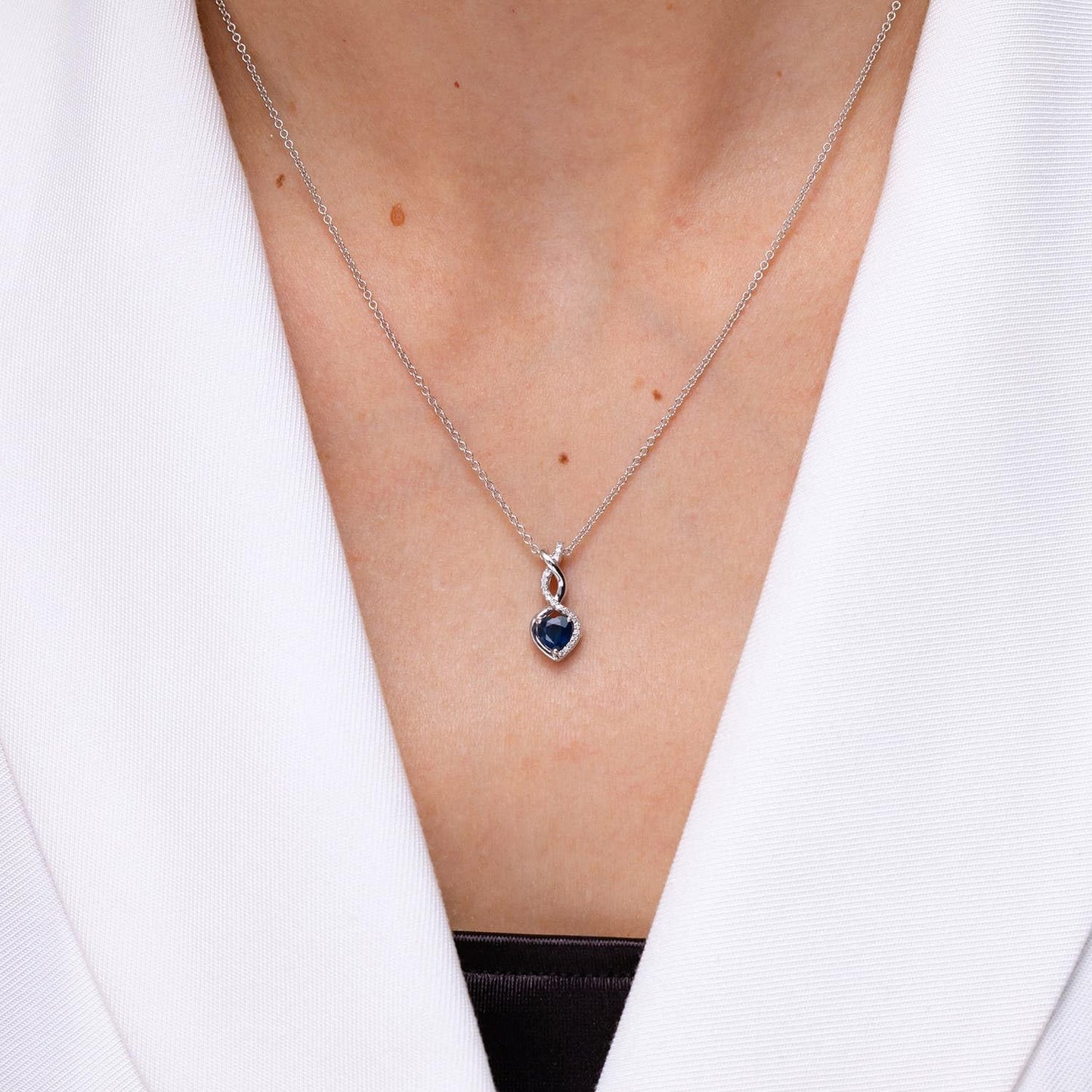 Angara Natural Blue Sapphire Pendant for Women | 0.3 ct Heart Shape Blue Sapphire Diamond Heart Pendant Necklace in Sterling Silver | September Birthday, Anniversary, Gemstone Jewelry Gift | AA | 4mm