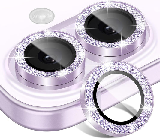 17 9H Matekxy for iPhone Camera Lens Protector Glitter - Cute Girly Metal Individual Bling Ring Cover for Women