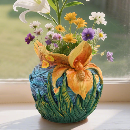 U WONDERFUL Flower Starry Sky Plant Pots - Flower Pots with Drainage Hole, Cute Unique Planter for Snake Plants/Cactus Indoor & Outdoor, Colorful Funny Room/Garden Art Decoration