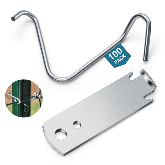 100PCS T-Post Wire Clips, Galvanized Steel Fence Clips, Heavy-Duty Clip Bending Tool, Time-Saving and Convenient Fence Wire Clips for Tightening Farm, Ranch, Garden Fence Wires