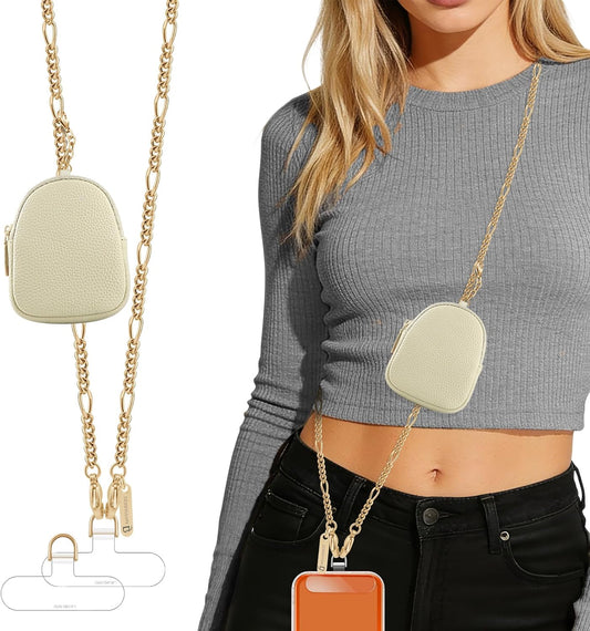 47.24in 1x 2x Phone Crossbody Strap With Wallet Phone Chain Clip And Go strap With zippered pouch clasp Clear Tether