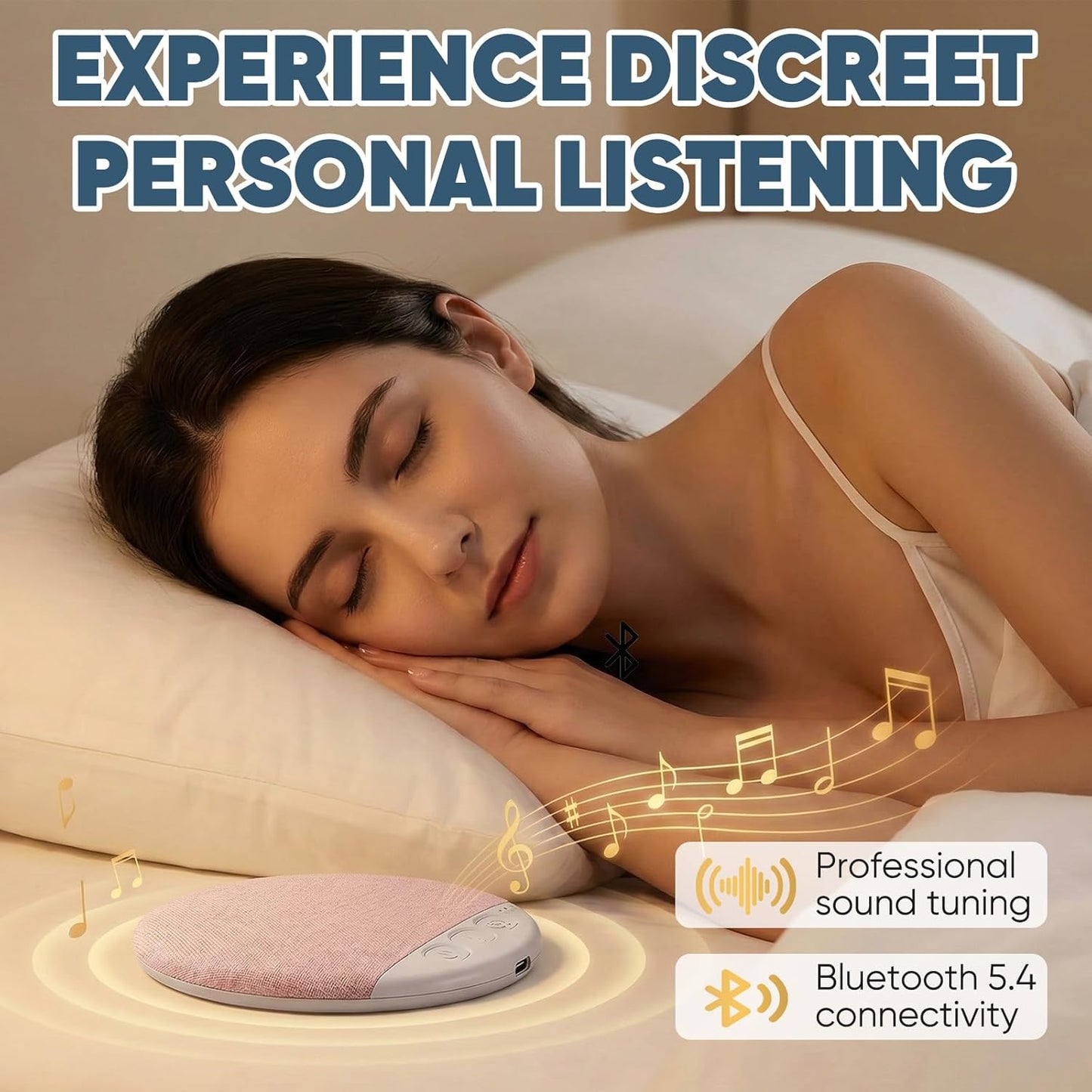 Lyercw 2026 New Sleep Pillow Speaker, Bluetooth Pillow Speaker, Ultra-Thin Stereo Bass with Timer and White Noise Sleep