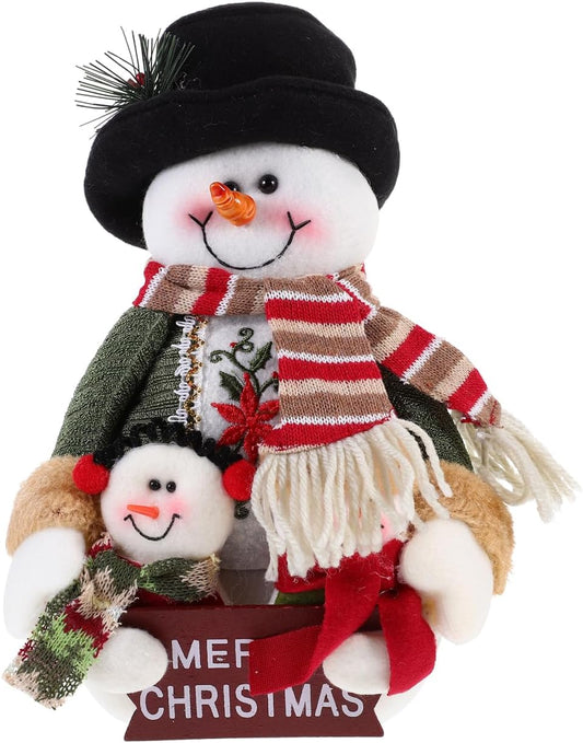 Skiennix Plush Snowman Tabletop Decoration - 10.22" X 6.48" Winter Ornament for Holiday Home Decor