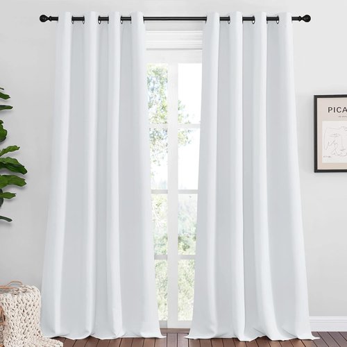 NICETOWN Blackout Curtains - Energy Saving Thermal Insulated Draperies, 55" x 92", Greyish White