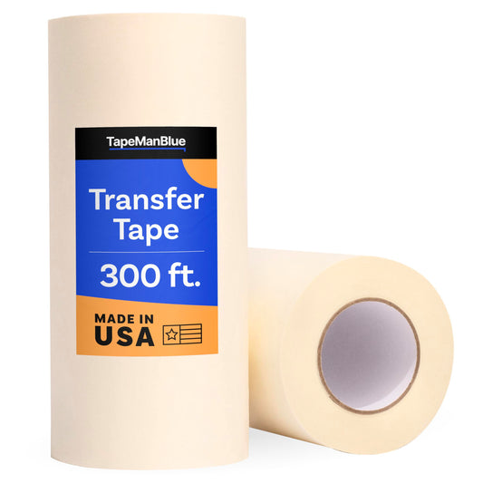 TapeManBlue Paper Transfer Tape for Vinyl, 12" x 300' Roll, Made in America, Premium Transfer Tape for Vinyl Graphics & Laser Cutting