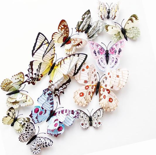 OPSEAM 3D Butterfly Wall Decor - 72 PCS White Butterfly Stickers with Magnets for Party Decorations