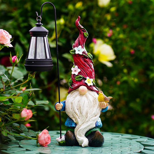 Pohabery Gnomes Outdoor Statue with Solar Lights,Solar Garden Gnomes Decorations for Yard Patio Outside Gnome Garden Decor, Gnomes Gifts for Women Mom