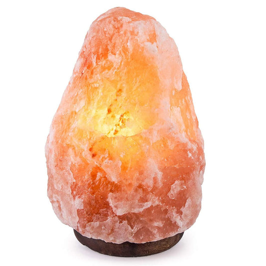 Needs&Gifts Himalayan Salt Lamp with Natural Himalayan Crystal Rock, Hand Crafted Wooden Base from Foothills of The Himalayas, Home Decor, Night Light & Gifts