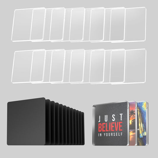 12 Pack Clear Acrylic DIY Fridge Magnets Set, 2"x2" Square Magnetic with Adhesive Backing for Crafts Kitchen Office and Classroom Decoration Magnet Making kit