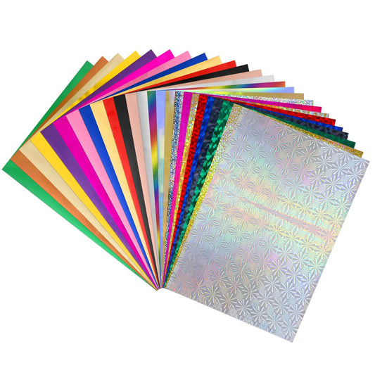 25 Colors 100 Pieces Toner Reactive Foil for Laminator, 20x29cm/7.9x11.4inch Foil Paper for Toner Foiling Scrapbooking Craft Projects Card Making, Foil by Laser Printer and Laminator ( 25 Colors )