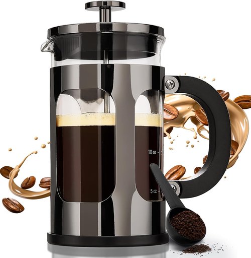 BAYKA French Press Coffee & Tea Maker - 21 Ounce Heat Resistant Borosilicate Glass Brewer | Dark Pewter