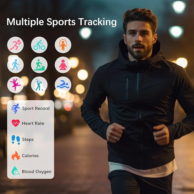 Smart Health Rings for Women Men, Fitness Tracker with Heart Rate, Blood Oxygen, HRV, Sleep Tracker, Step Tracker, No Subscription Fee, IP68 Waterproof Smart Ring for iphone & Android (Black, 12#)