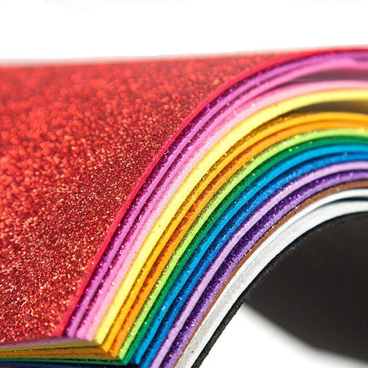 20 Sheets Glitter Paper Sheet for Crafts St. Patrick's April Fool's Memorial Father's Day Decor Table Decor, A4 Cardstock Self-adhesive Paper for Scrapbook Graduation DIY Card (Multicolor)