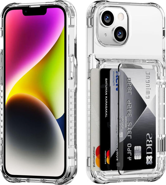 ACANDYA 14 13 14/13 6.1 inch for iPhone Case Wallet iPhone Case Clear with Credit Card Holder ID Card Slot Heavy Duty