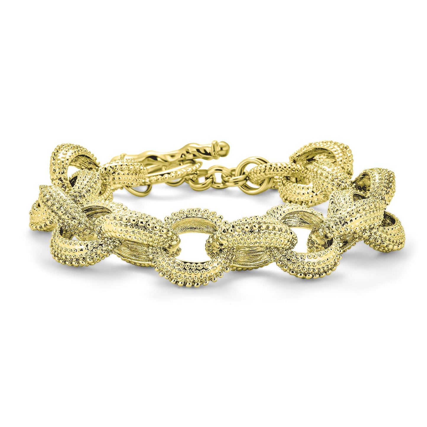 Bling Jewelry Chunky Large Oval Chain Statement Bracelet For Women Toggle Clasp Closure Gold Plated Matt Texture