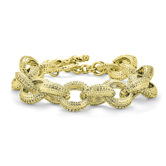 Bling Jewelry Chunky Large Oval Chain Statement Bracelet For Women Toggle Clasp Closure Gold Plated Matt Texture