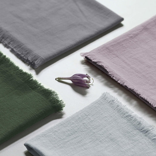Ayuzawa Handmade Cloth Napkins 100% Cotton with Fringe，Delicate Napkins for Dinners, Parties, Weddings and More，18 x 18 Inch Set of 4 - Lavender