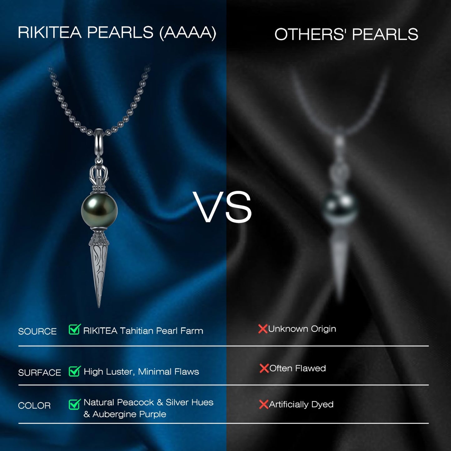 Natural Tahitian Black Pearl Necklace - Christmas Gift for Women Daughter Sister, Jewelry Gifts for Wedding Anniversary Birthday, 10-11mm Seawater Pearl with Sterling Silver Moissanite Crown Pendant
