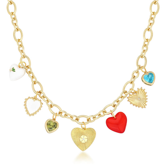 BONJOULRY Gold Heart Necklaces For Women With Different Charms Gold Charm Sun Red Heart Necklace Coin Charms DIY Choker Necklace Fashion Jewelry Gift
