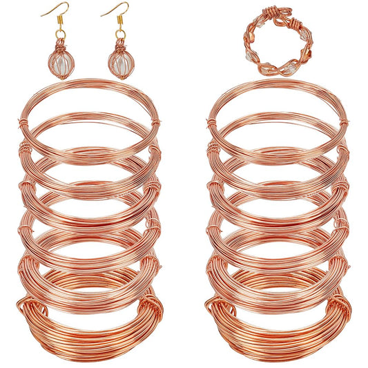 BENECREAT 12 Rolls 196 Feet Dead Soft Copper Wire, 18/20/22/24/26/28 Gauge Solid Bare Copper Wire for Jewelry Making, Gem Wrapping